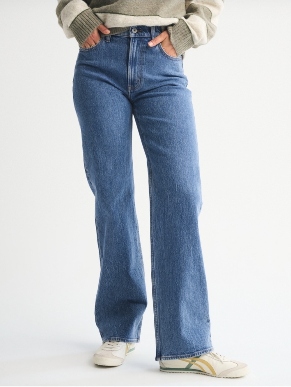 High-Rise Wide-Leg Women's Jeans in Medium Marble